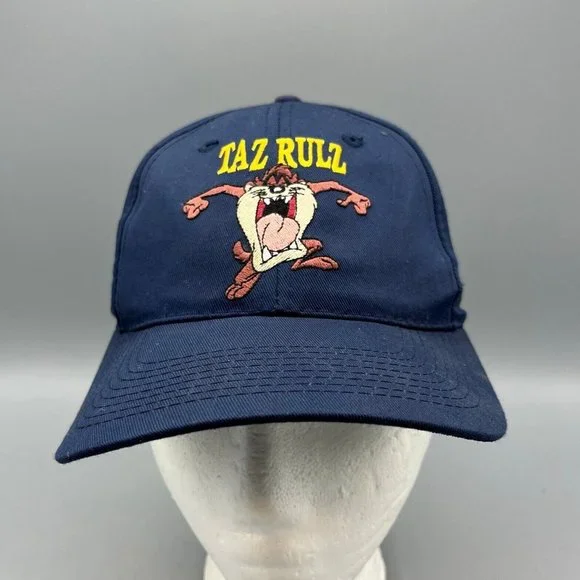 Vintage 1998 Taz Rulz Looney Tunes Snapback Adjustable Blue Hat Tasmanian Devil
